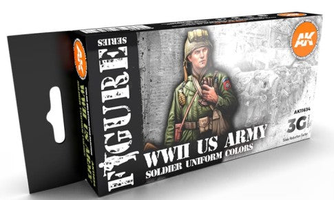 AK Interactive 11634 Figures: WWII US Uniforms 17ml Acrylic Paint (Set of 6)