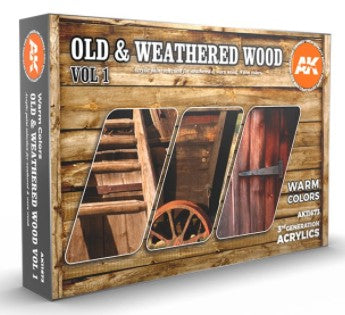 AK Interactive 11673 Old & Weathered Wood Volume 1 Colors (Set of 6)