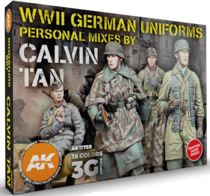 AK Interactive 11759 WWII German Uniforms Acrylic Paint Set (Set of 18)