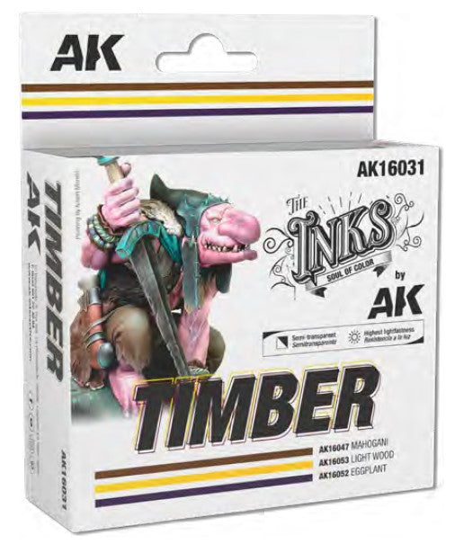 AK Interactive AK16031 Inks Timber Acrylic Set: 16047, 16053, 16052 (Pack of 3)