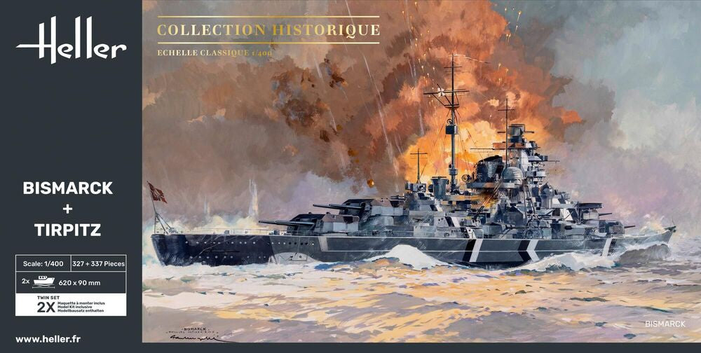 Heller 85078 1:400 Collection Historique Bismarck + Tirpitz Ship Model Kit