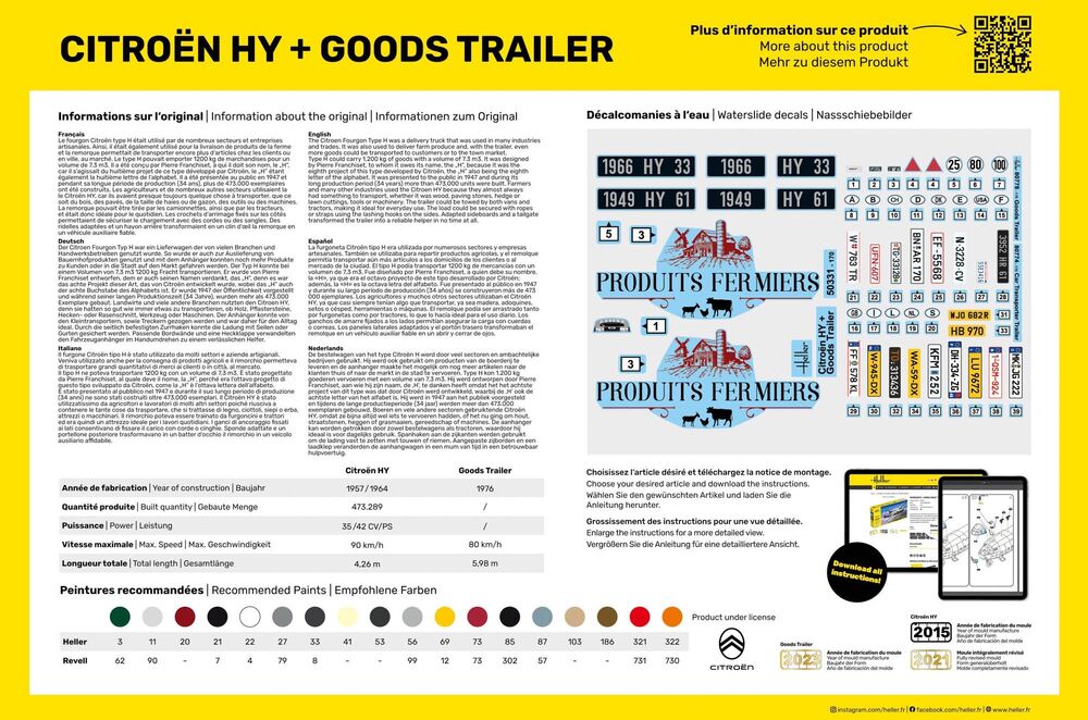 Heller 50331 1:24 Citroen HY + Goods Trailer Plastic Model Kit
