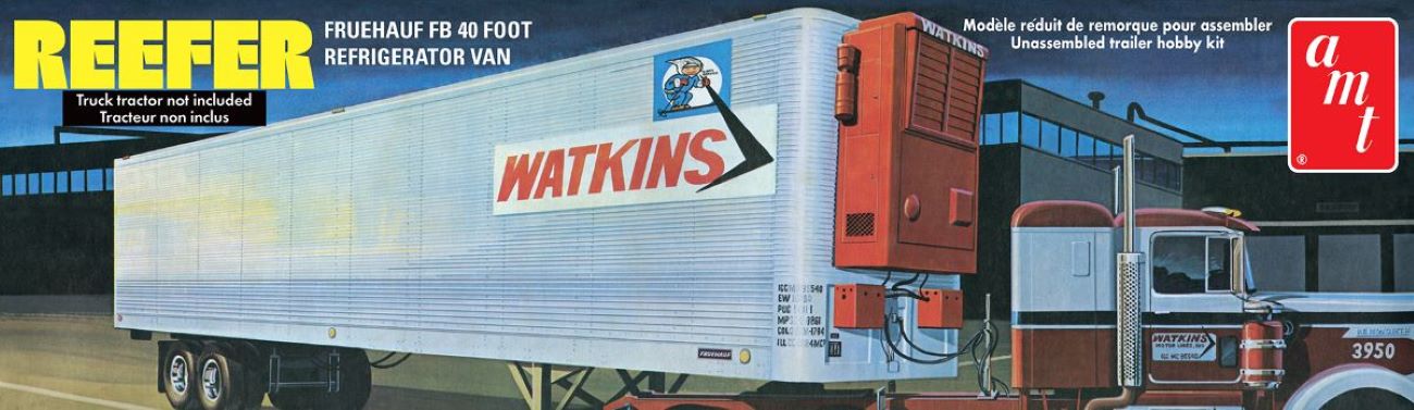 AMT 1421 1:25 Watkins Fruehauf 40' Reefer Trailer Plastic Model Kit