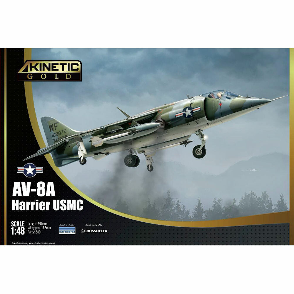Kinetic Model 48072 1:48 AV-8A Harrier USMC Military Aircraft Plane Model Kit