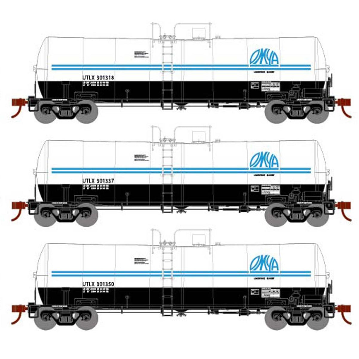 Athearn 16362 HO UTLX RTR 16,000-Gallon Clay Slurry Tank Car #2 (Set of 3)