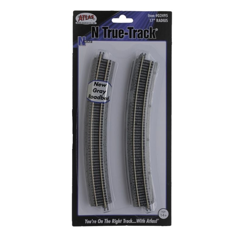 Atlas G2495 N Gray Ballast 17" Radius Code 65 Curved Track (Pack of 6)