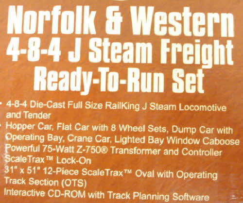 MTH 30-4058-1 Norfolk & Western 4-8-4 J O Gauge Steam Train Set with PS 2.0 MT/Box