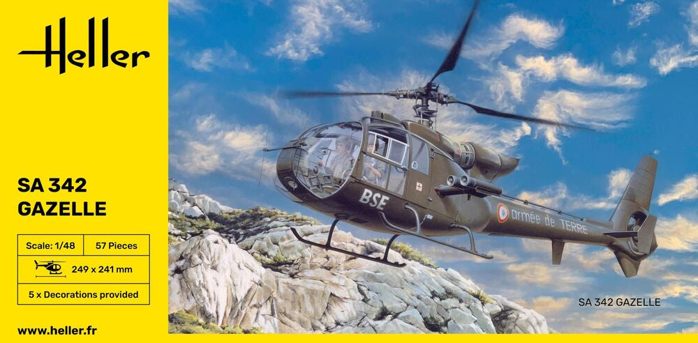 Heller 80486 1:48 SA 342 Gazelle Helicopter Plastic Model Kit