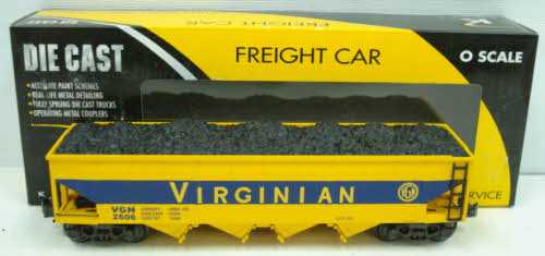 K-Line K623-44622 O Gauge Virginian Diecast Hopper w/ Coal Load #2606 LN/Box