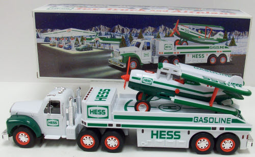 Hess 2002 Die Cast Toy Truck w Ramp Airplane Trainz
