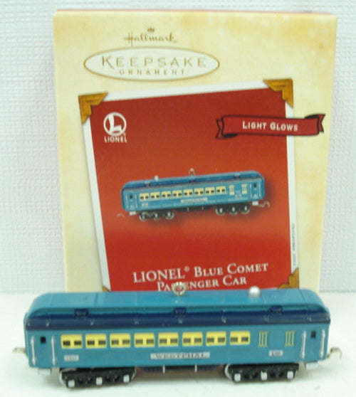 Hallmark QX8833 Lionel Blue Comet Passenger Car Christmas Ornament Light Glows