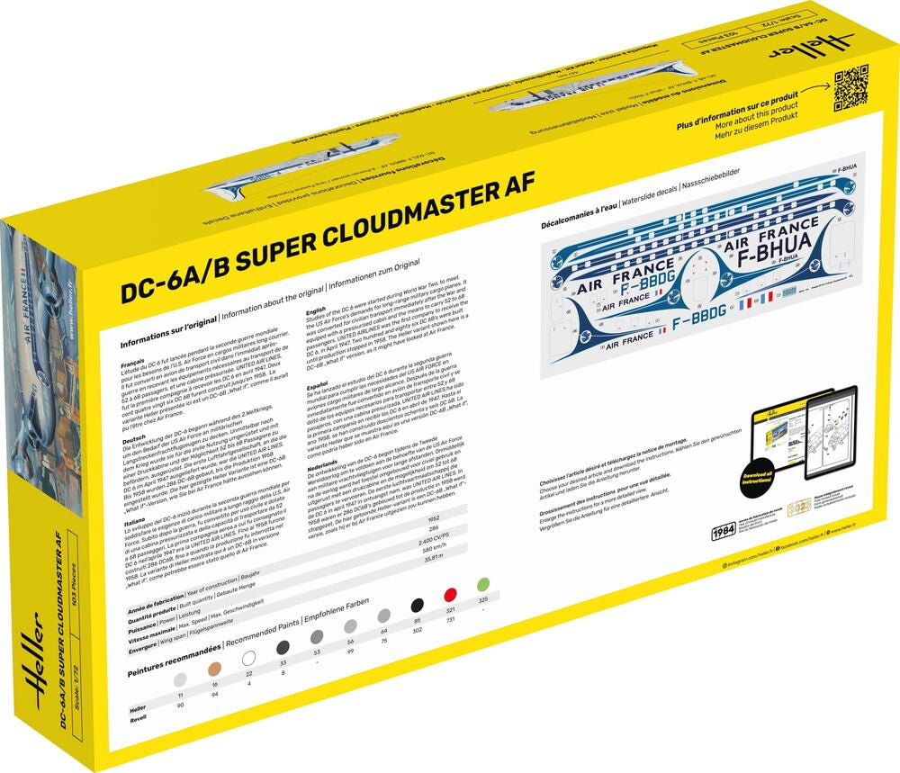 Heller 56315 1:72 DC6 Super Cloudmaster AF Starter Kit