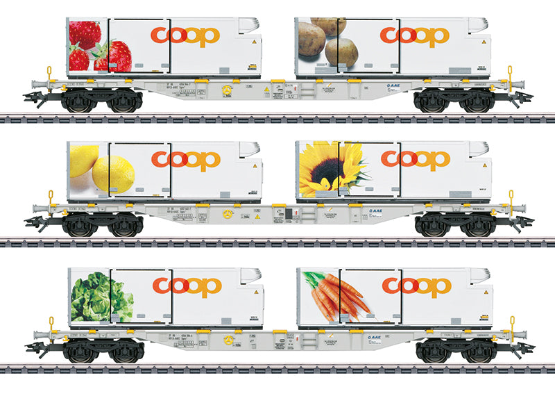 Marklin 47461 HO AAE Cargo Coop Container Flat Car (Set of 3)