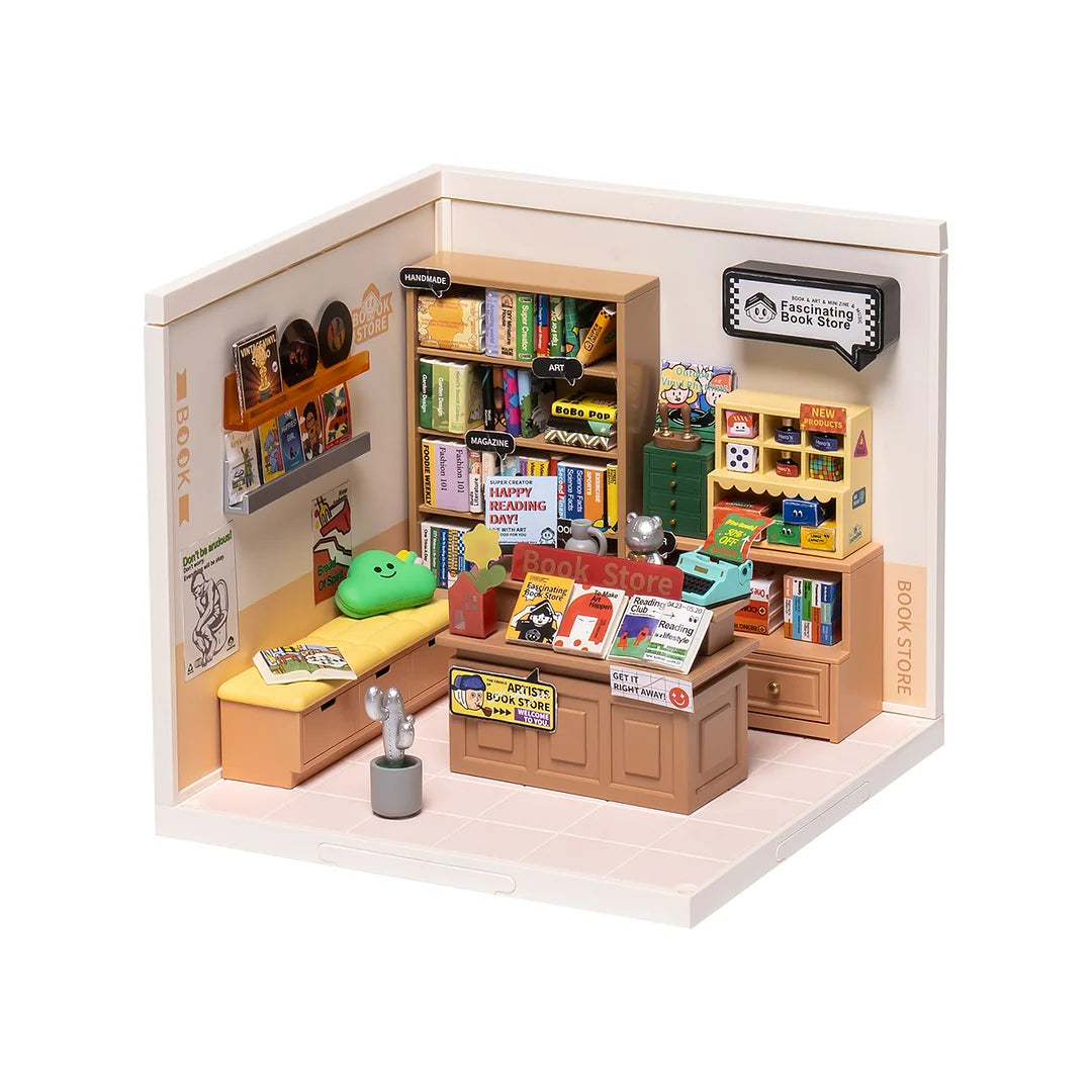 Robotime DW004 Fascinating Book Store Plastic DIY Miniature House Kit