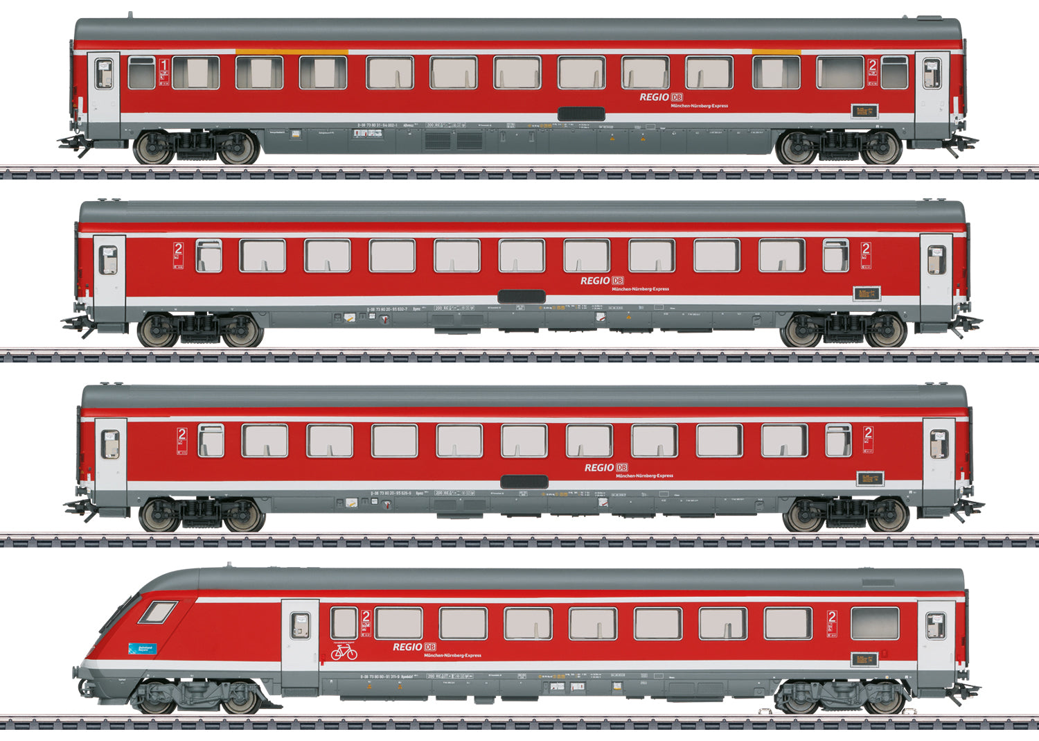 Marklin 42988 HO DB AG Munich-Nurnberg Express Passenger Car (Set of 4)