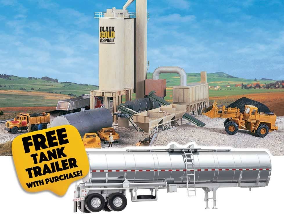 Walthers 933-B3085 HO Black Gold Asphalt Hot Mix Plant Kit with Tank Trailer