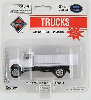 Boley 4034-77 1:87 Dept 1-87 2-Axle Long Stake Bed Truck White/White Truck