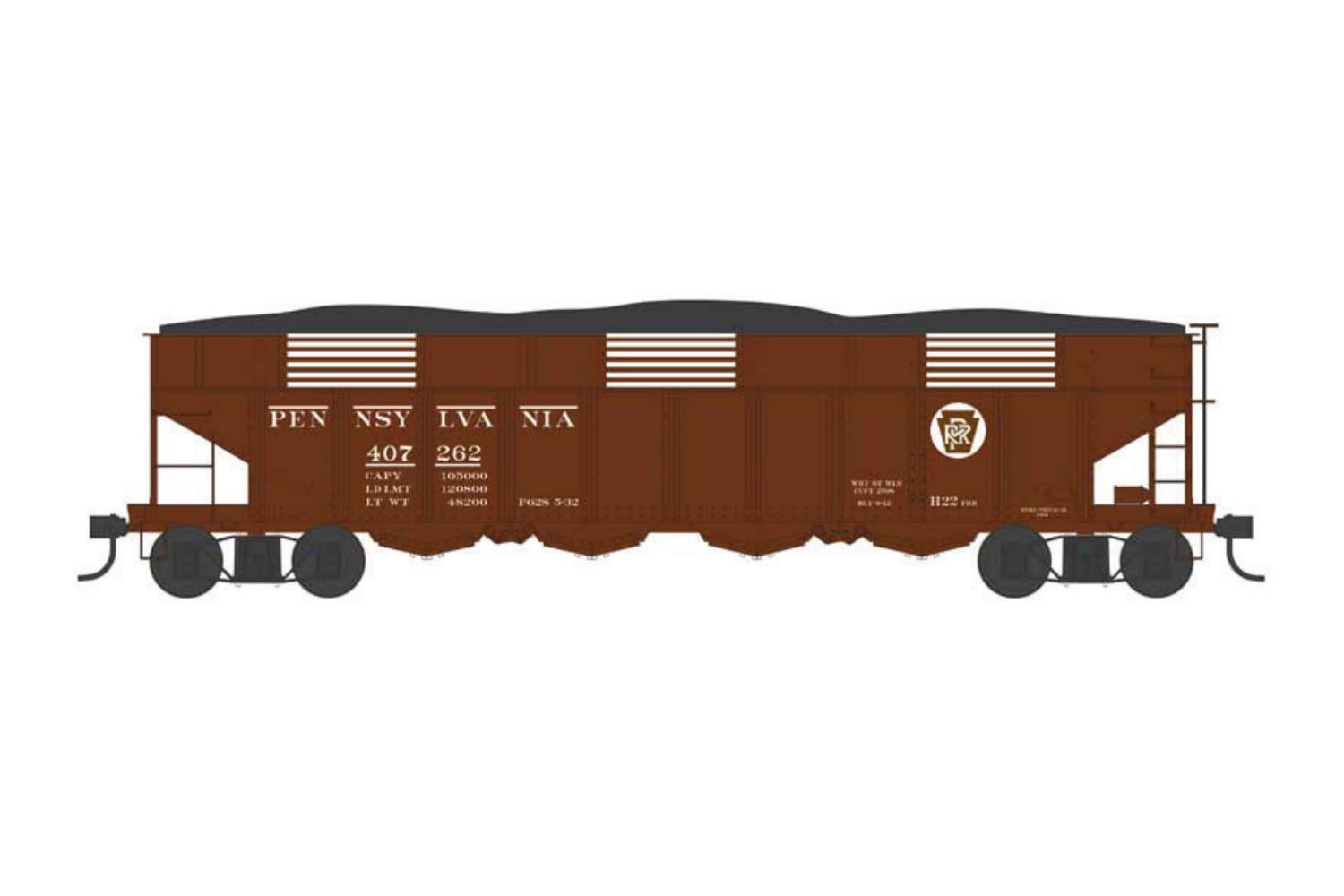 Bowser 43044 HO Pennsylvania Circle Keystone H22 Hopper #407319