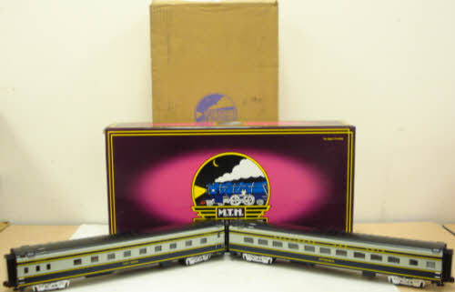 MTH 20-6665 O B&O 70' Streamlined Sleeper/Diner Passenger Car Set (Set of 2) LN/Box