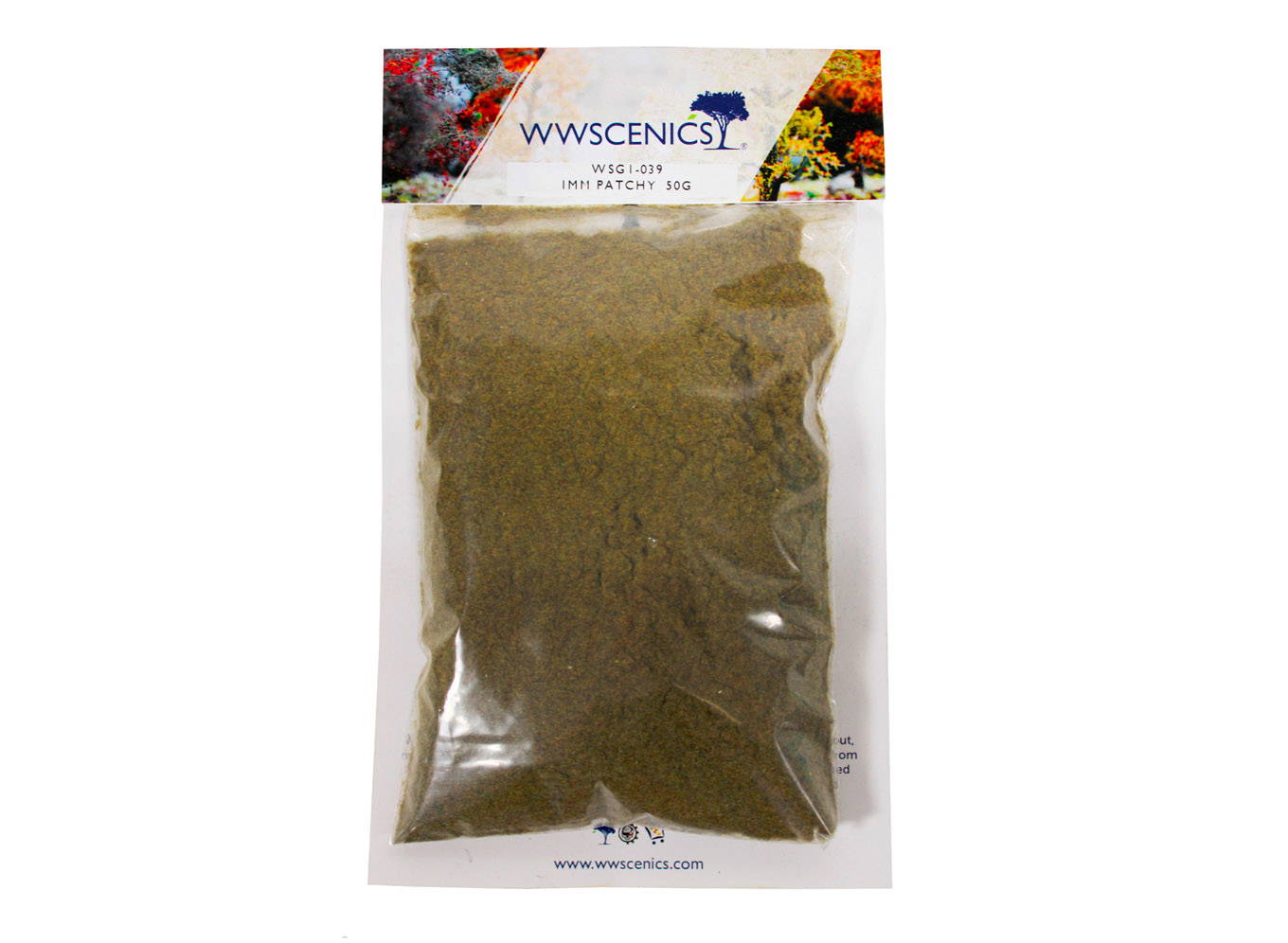 WWScenics WSG1-039 1mm Patchy Static Grass - 50 g Bag