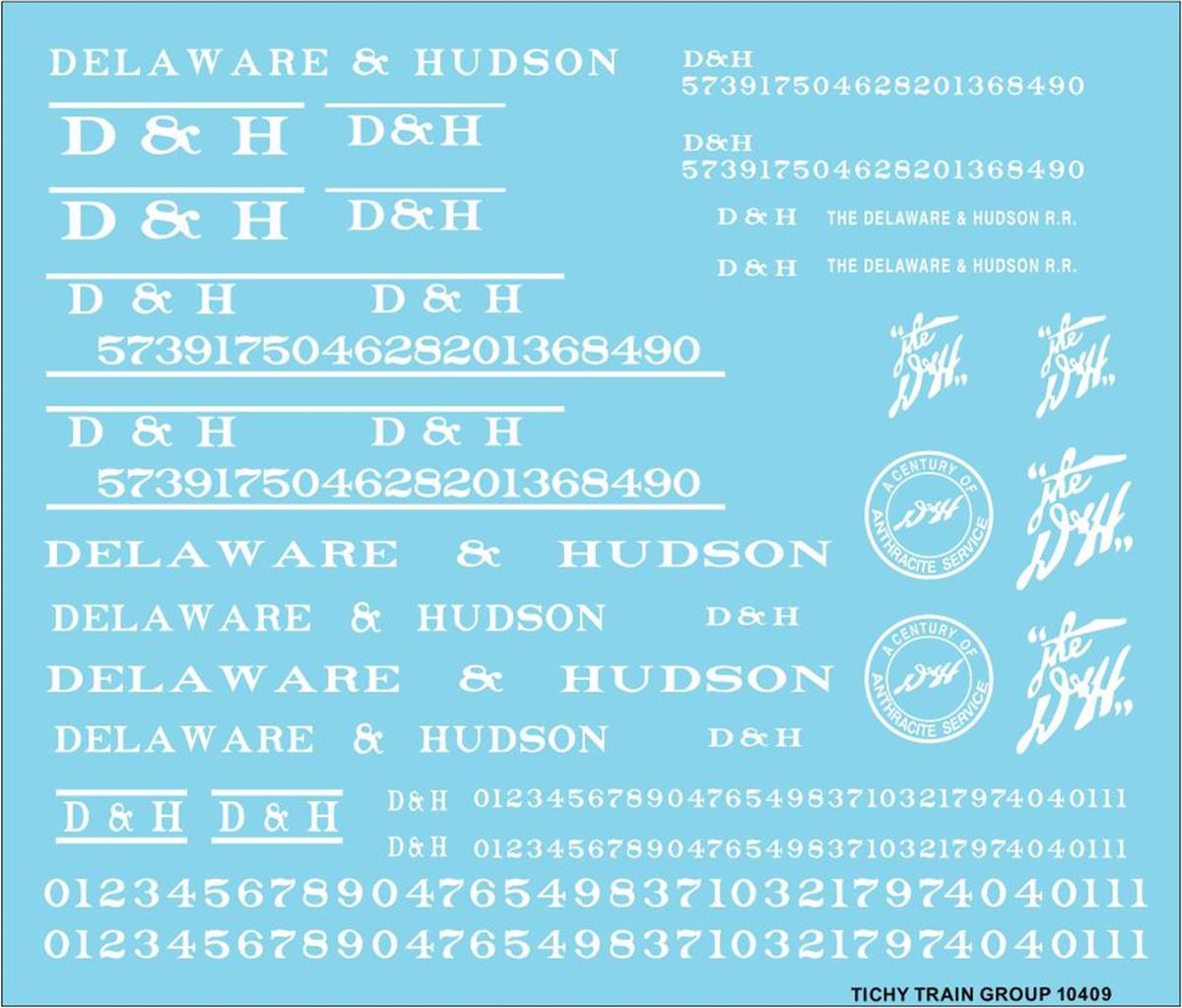 Tichy 10409 HO D&H Roadname White Decal Sheet