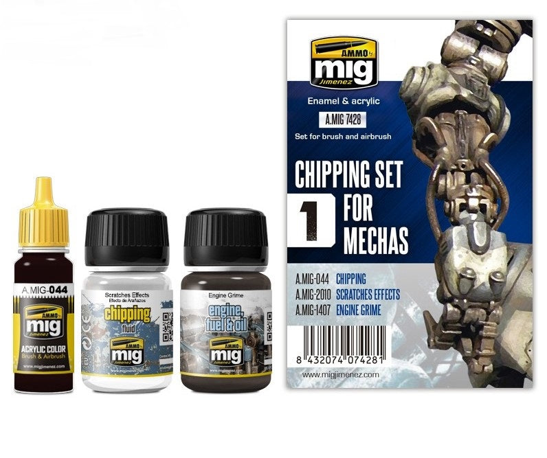 Mig Jimenez AMIG7428 Mechas Acrylic and Enamel Chipping Set