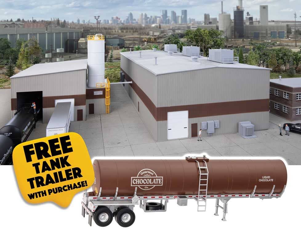 Walthers 933-B4166 HO Chocolate Factory Building Kit with Tank Trailer
