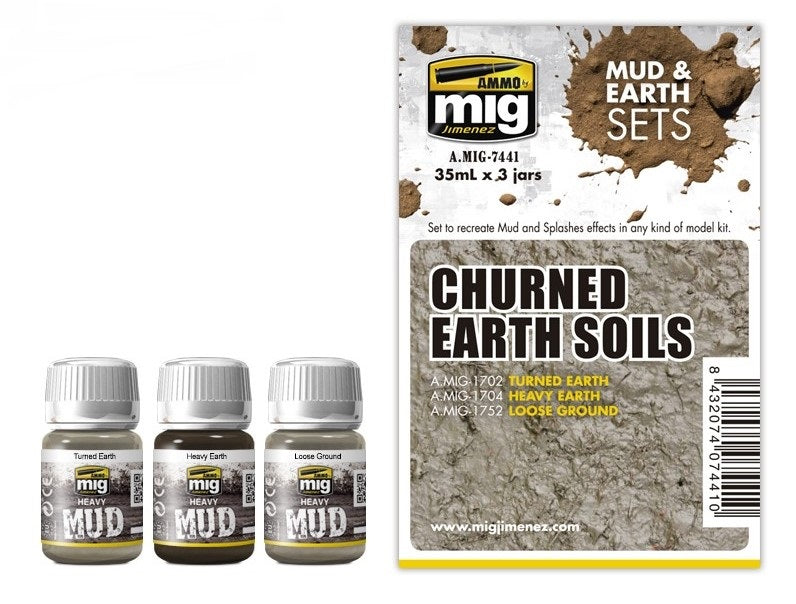 Mig Jimenez AMIG7441 Churned Earth Soils Enamel Set