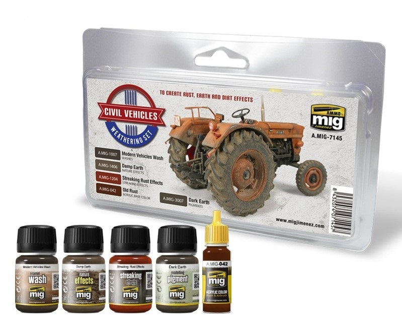 Mig Jimenez AMIG7145 Civil Vehicles Weathering Paints (Set of 5)