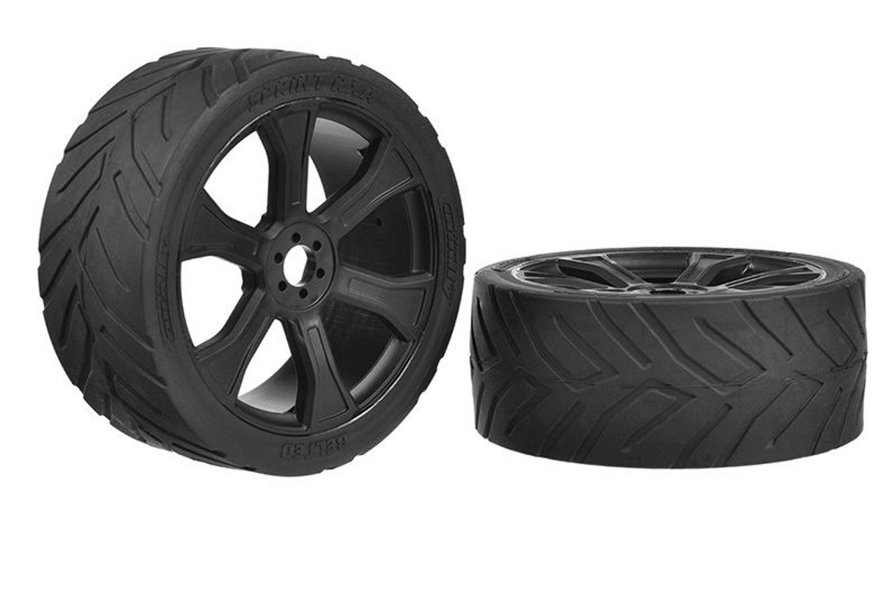 Corally 00180-909 Asuga XLR Sprint RXA Low-Profile Street Tires on Black Rims