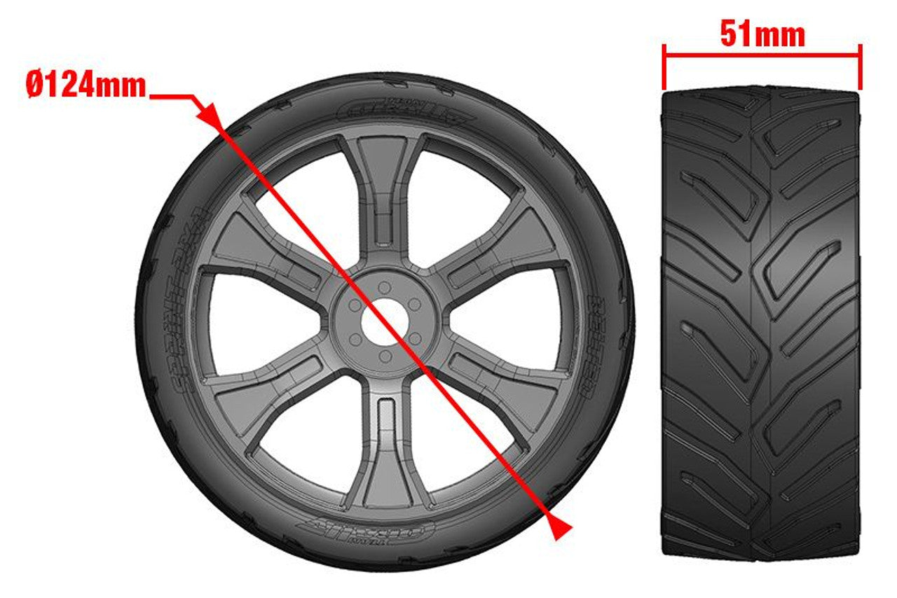 Corally 00180-909 Asuga XLR Sprint RXA Low-Profile Street Tires on Black Rims