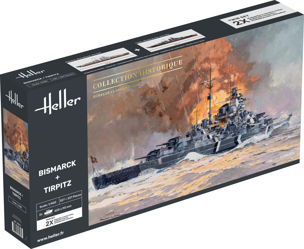 Heller 85078 1:400 Collection Historique Bismarck + Tirpitz Ship Model Kit