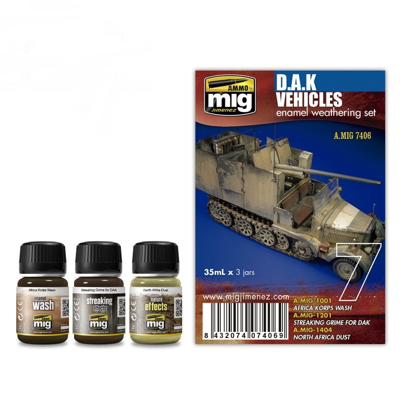 Mig Jimenez AMIG7406 D.A.K Vehicles Enamel Weathering (Set of 3)