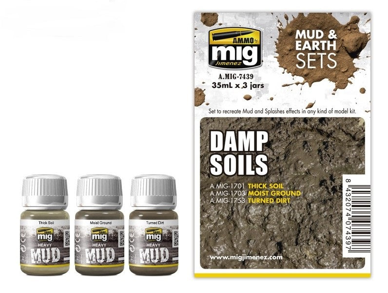 Mig Jimenez AMIG7439 Damp Soil Mud & Earth Enamel Set