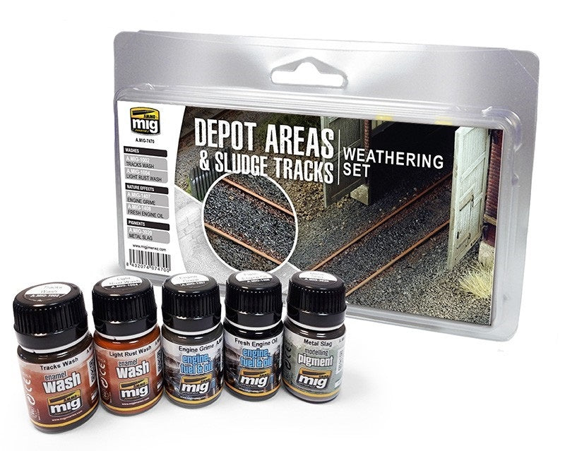 Mig Jimenez AMIG7470 Depot Areas & Sludge Tracks Weathering Paints (Set of 5)