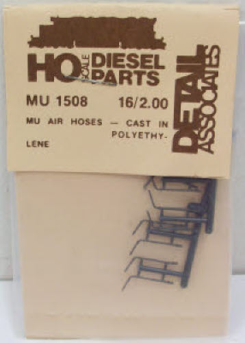 Detail Associates 1508 HO Scale MU Air Hose Unbreakable Polyethylene(Pack of 16)