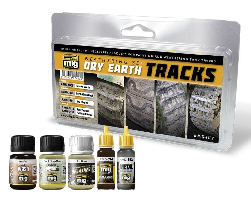 Mig Jimenez AMIG7437 Dry Earth Tracks Weathering Paint Set