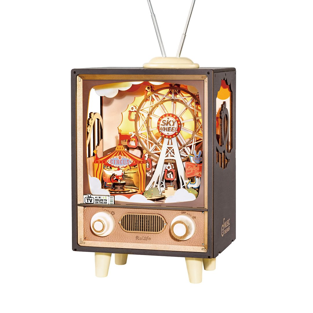 Robotime AMT01 Rolife Sunset Carnival DIY Music Box 3D Wooden Puzzle