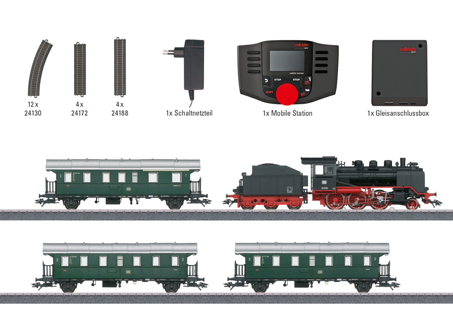 Marklin 29244 HO Branch Line Class 24 Steam Freight Digital Starter Set