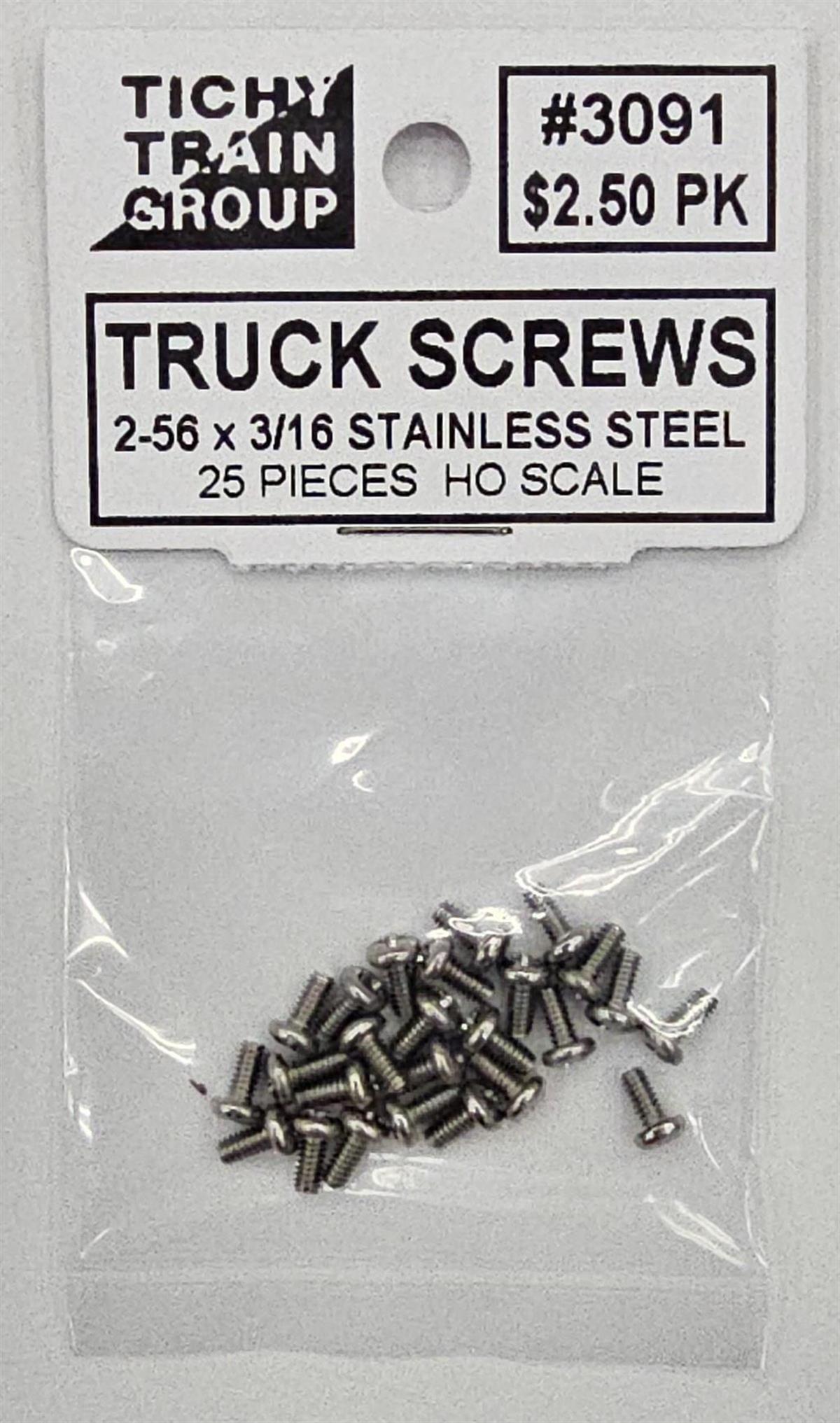 Tichy 3091 HO 2-56 x 3/16 Stainless Steel Truck Screws (Pack of 25)