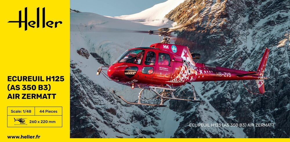 Heller 80490 1:48 Ecureuil H125 (AS 350 B3) Air Zermatt Helicopter Model Kit