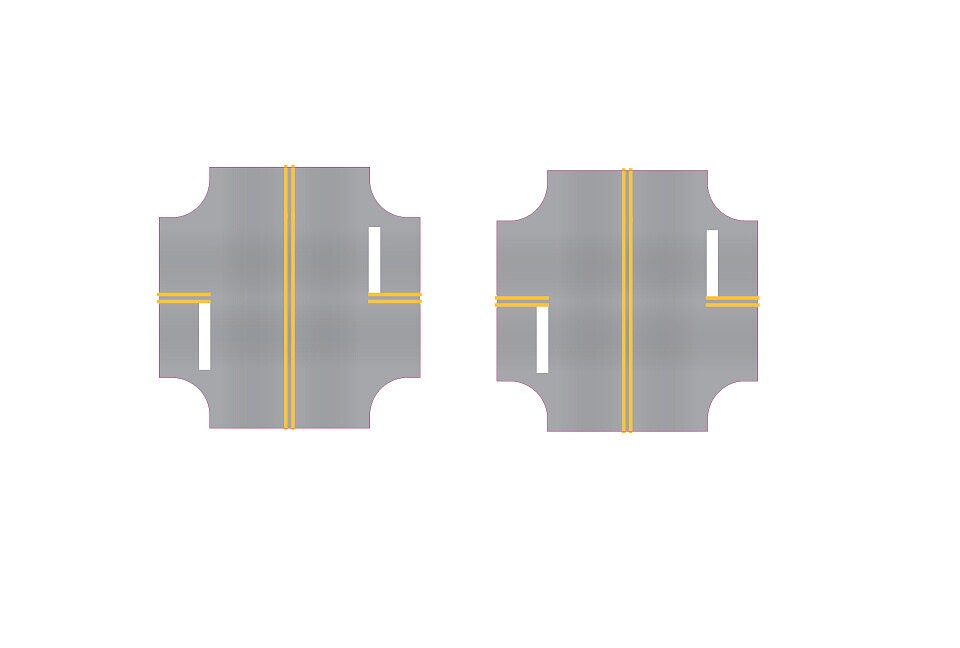 Easy Streets 3153071 HO Aged Asphalt 4-way Intersection 2 Stop