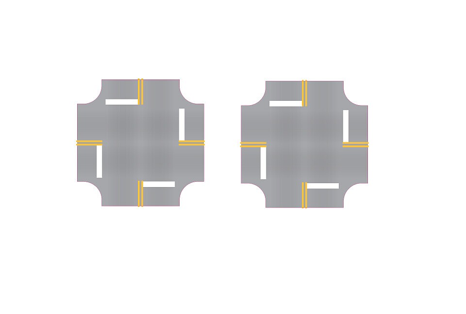Easy Streets 3153072 HO Aged Asphalt 4-way Intersection 4 Stop