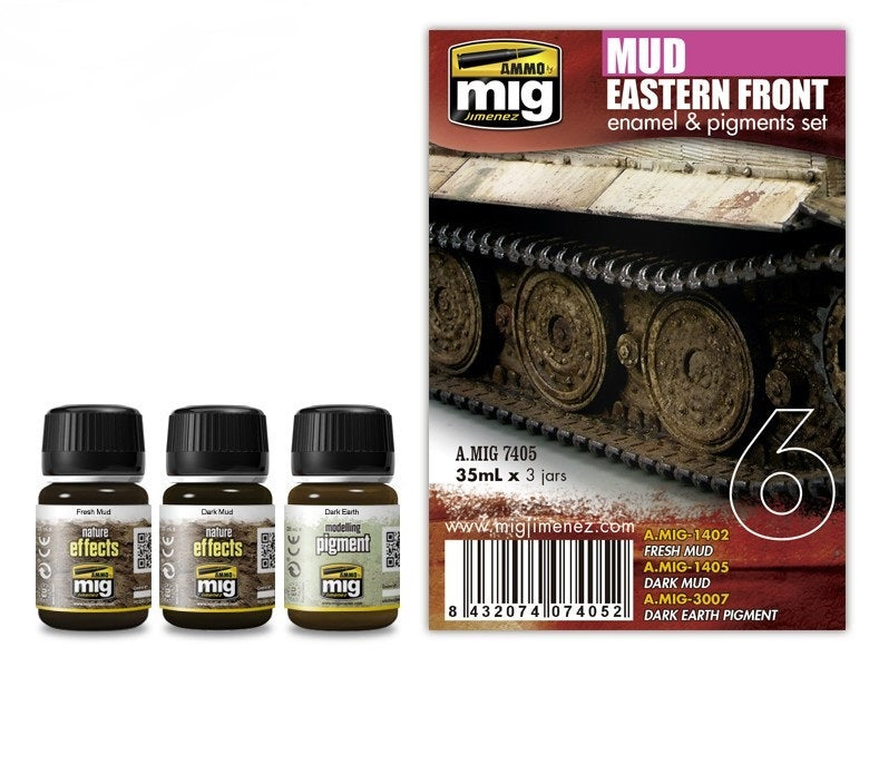 Mig Jimenez AMIG7405 Mud Eastern Front Enamel and Pigment (Set of 3)
