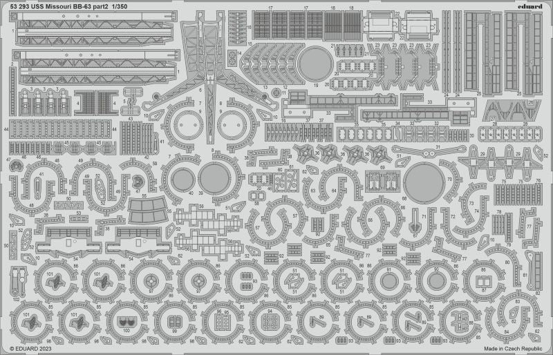 Eduard 53293 1:350 Hobby Boss USS Missouri BB-63 Part 2 Ship Photo-Etched Set