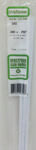 Evergreen Scale Models 349 .040" x .250" x 24" Polystyrene Strips (Pack of 14)