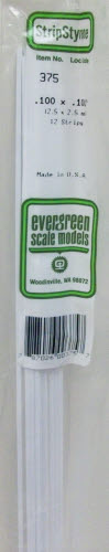 Evergreen Scale Models 375 .100" x .100" x 24" Polystyrene Strips (Pack of 12)