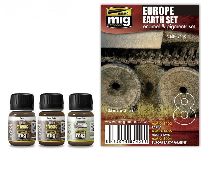 Mig Jimenez AMIG7408 Europe Earth Enamel and Pigment (Set of 3)