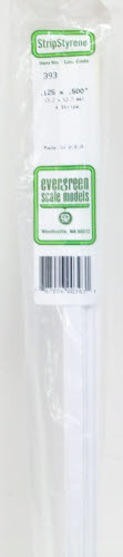 Evergreen Scale Models 393 .125" x .500" x 24" Polystyrene Strips (Pack of 4)