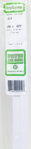 Evergreen Scale Models 414 .250" x .625" x 24" Polystyrene Strips (Pack of 2)
